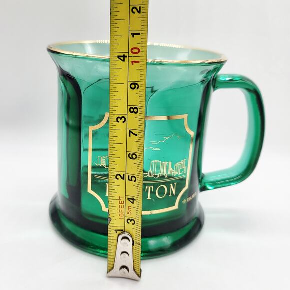 Vtg Culver Boston City Skyline Green Gold Glass Mug with "BOSTON" Made in USA - Picture 9 of 9